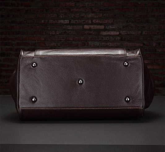 Genuine Leather Business Luggage And Travel Bag - Mubimart