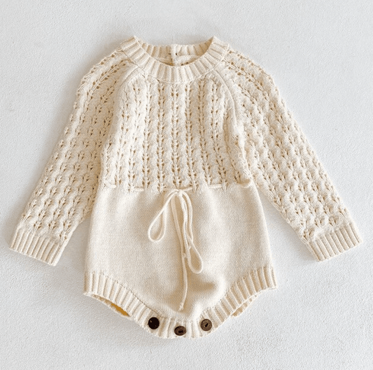 Girl Baby Knitted Hollow Waist Girdle Long Sleeves Harpy Dress Triangle - Mubimart