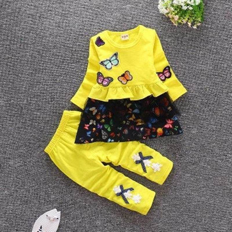 Girl's Leisure 2-piece Set With Bow Pattern Printing - Mubimart