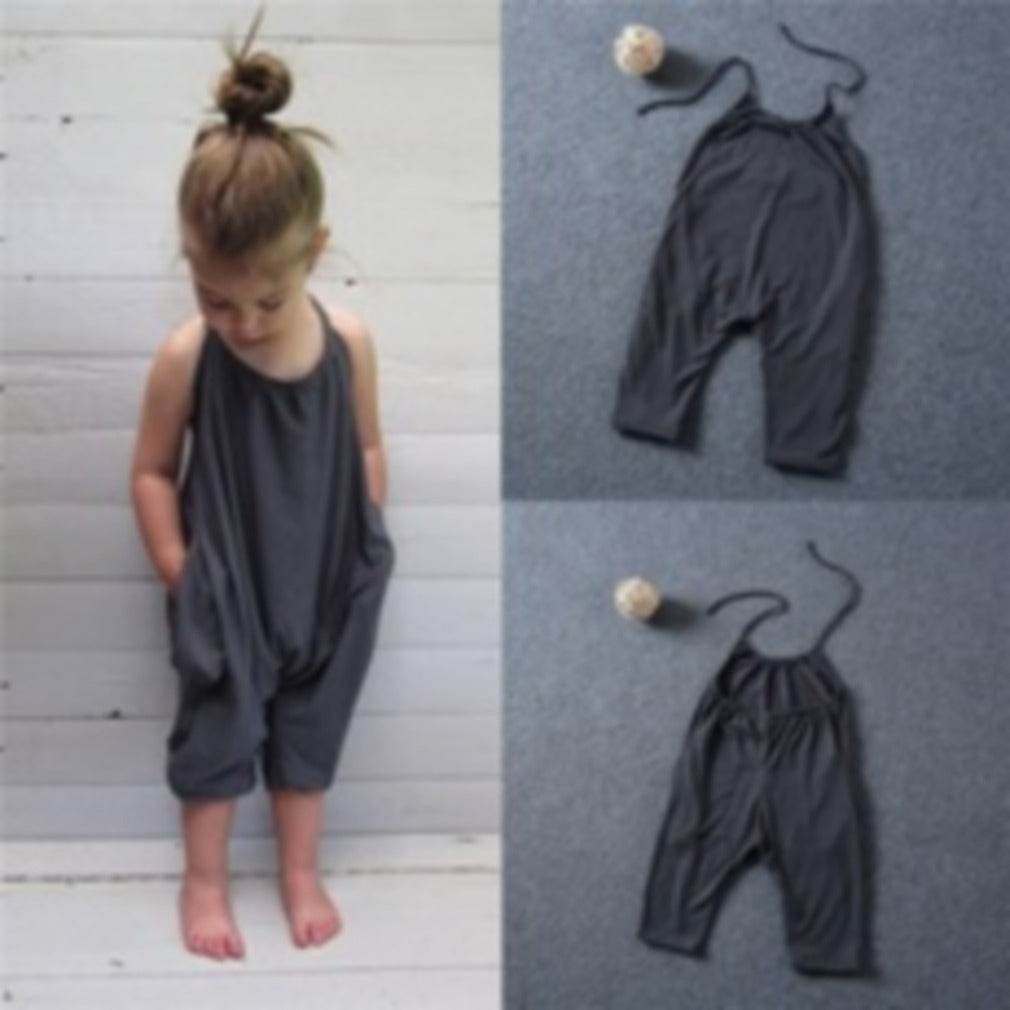 Girls Jumpsuits Summer Baby Girl Solid Overalls Soft Girls Fashion Leotard Outfit Clothes - Mubimart