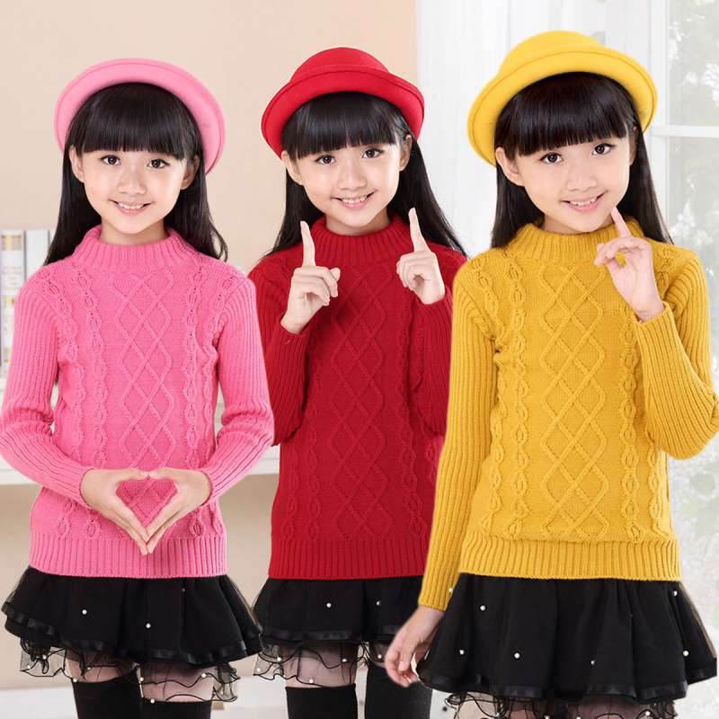 Girls Plus Velvet Thick Double Layer Sweater - Mubimart