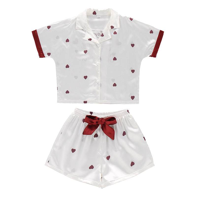 Girls Summer Cartoon Pajamas Short-sleeved Shorts Two-piece Suit - Mubimart