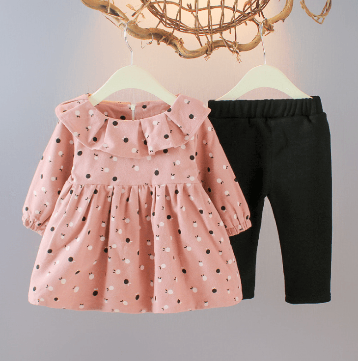 Girls' winter Plush 3-piece suit 6-month-old girl baby boom children's suit - Mubimart