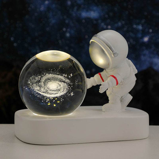 Glowing Planetary Galaxy Astronaut Crystal Ball Night Lights USB Power Warm Bedside Light Brithday Gift Night Lamp - Mubimart
