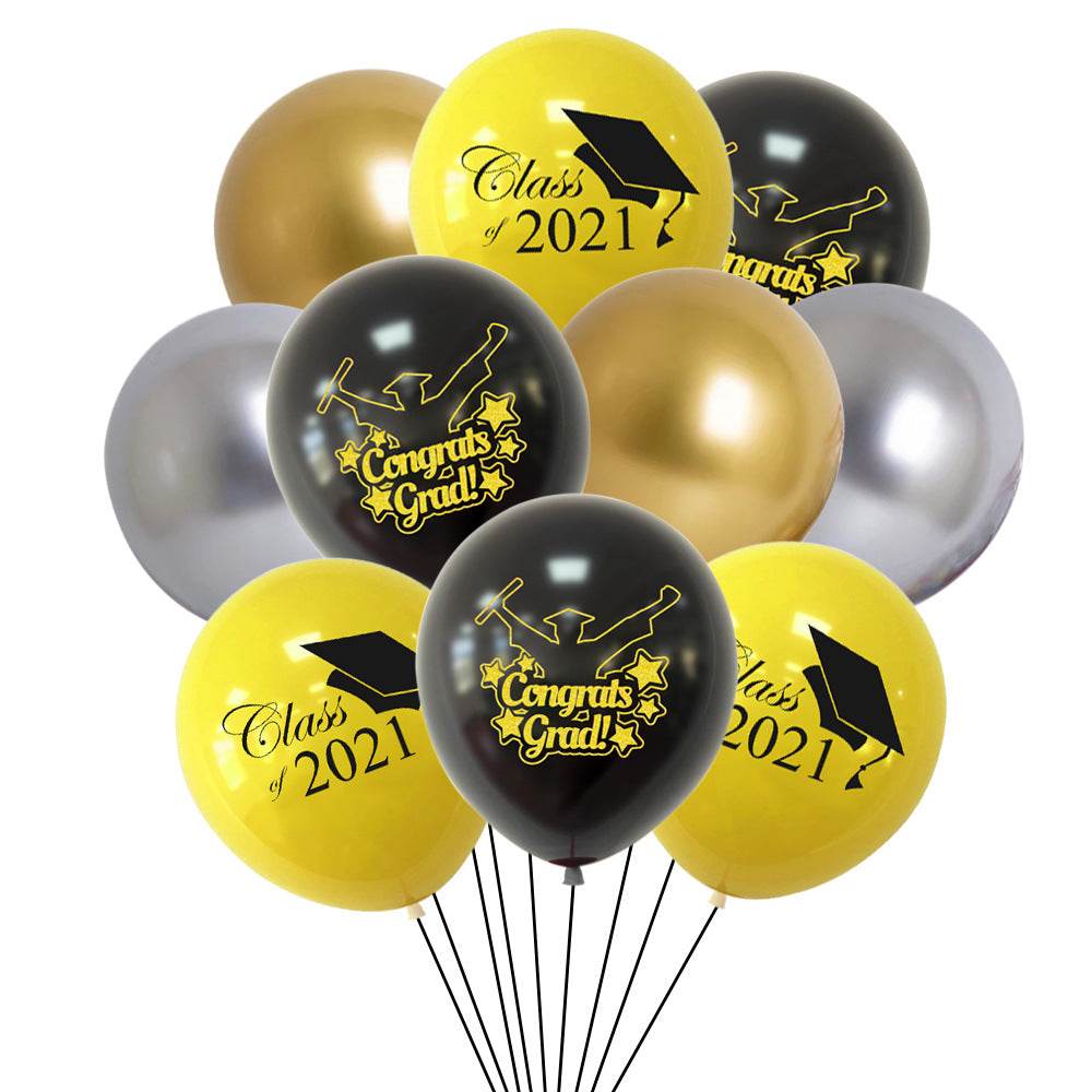 Graduation Party Paper Banner Graduation Season Printed Latex Balloons - Mubimart
