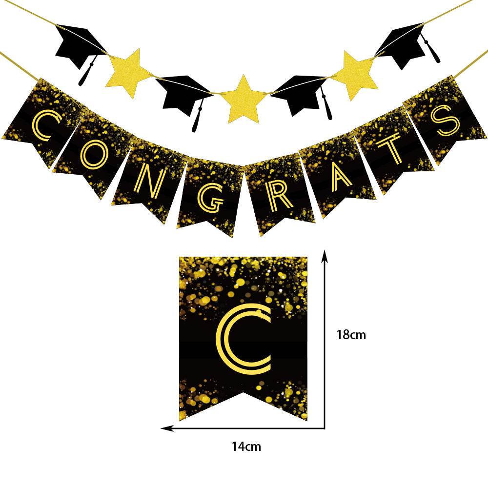 Graduation Party Paper Banner Graduation Season Printed Latex Balloons - Mubimart