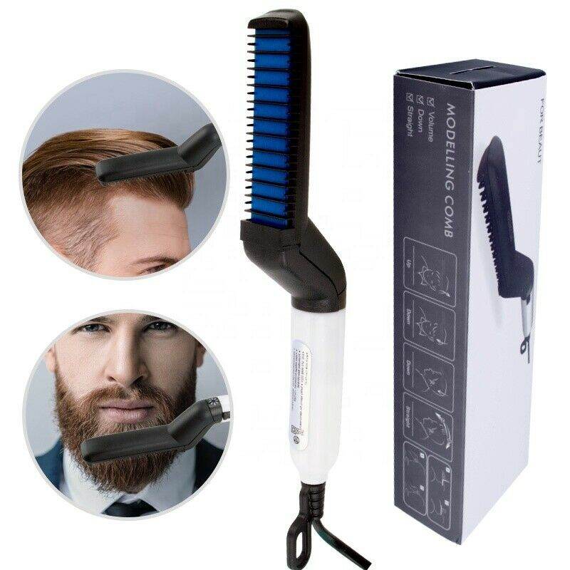 Hair Straightener Men Multifunctional Comb Curling Electric Brush Professional Hair Comb Brush Beard Straightener Hair Curler Fast Heating Styling Tools - Mubimart