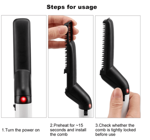 Hair Straightener Men Multifunctional Comb Curling Electric Brush Professional Hair Comb Brush Beard Straightener Hair Curler Fast Heating Styling Tools - Mubimart
