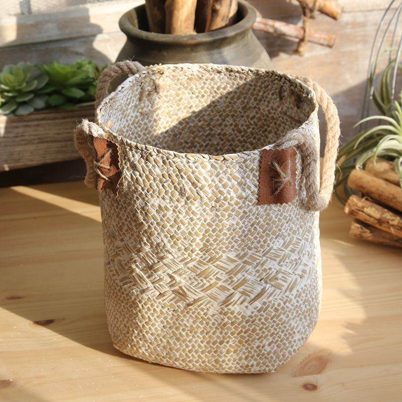 Hand woven basket flower basket basket rattan - Mubimart