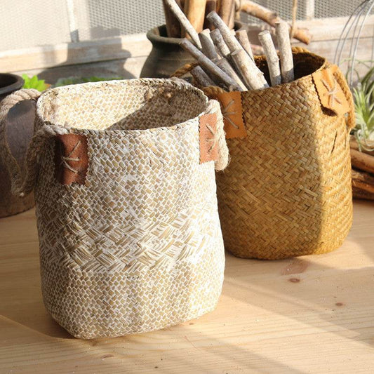 Hand woven basket flower basket basket rattan - Mubimart