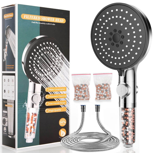 Handheld Shower Head With 1.5 Meter Hose And On Off Button - Mubimart