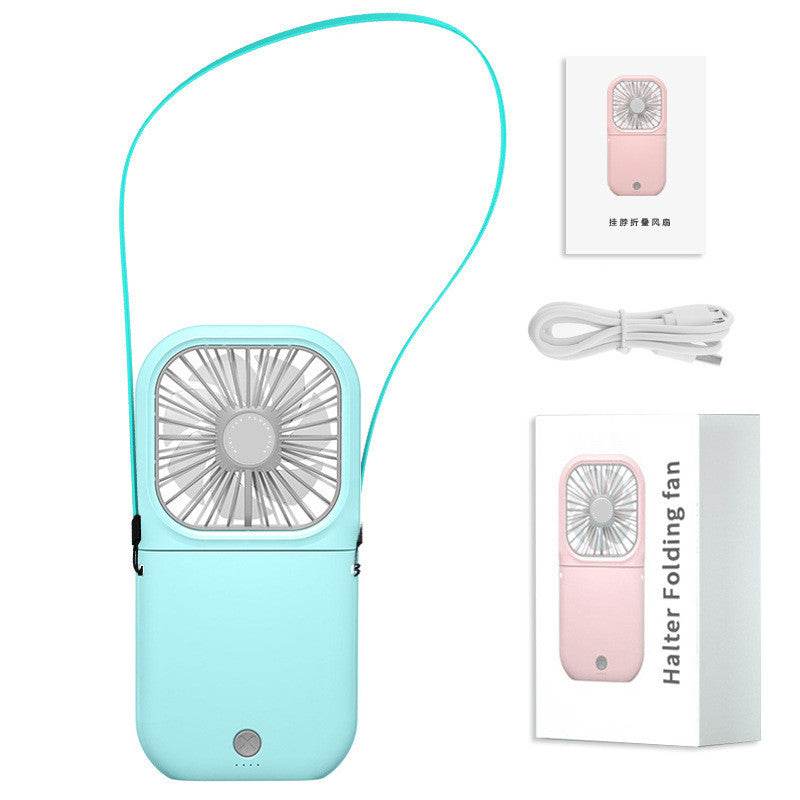 Hands-free Neck-Fan Band Hands-Free Hanging USB Rechargeable Dual Cooling Fan Mini Air Cooler Summer Portable Foldable Fan - Mubimart
