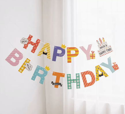 Happy Birthday Pull Flag Party Supplies Decoration Photo Props Scene Layout - Mubimart