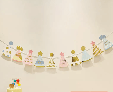 Happy Birthday Pull Flag Party Supplies Decoration Photo Props Scene Layout - Mubimart