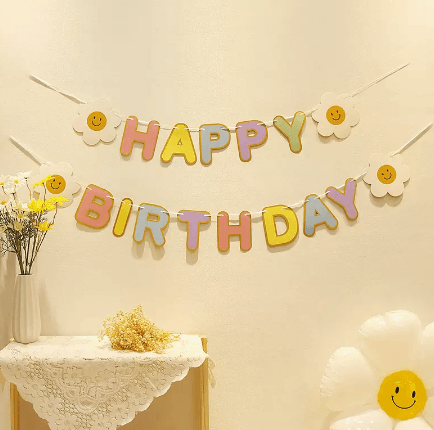 Happy Birthday Pull Flag Party Supplies Decoration Photo Props Scene Layout - Mubimart