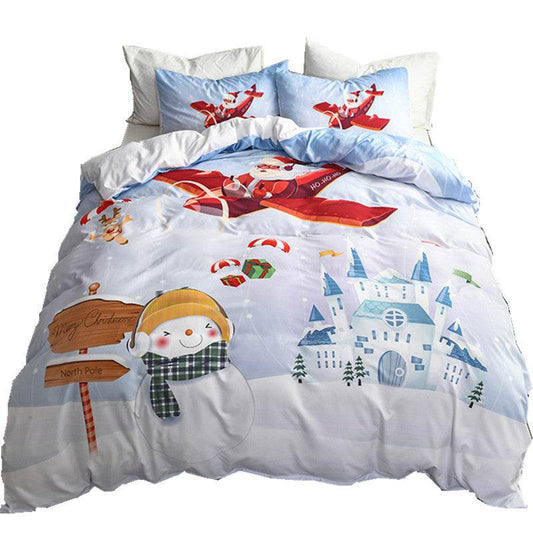 Happy Santa Claus Happy Gift 3D Digital Bed Set Of Three - Mubimart