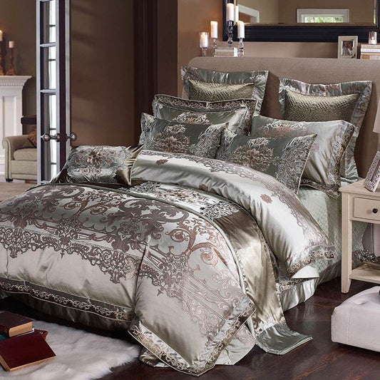High grade 1.8 Satin Jacquard Bedding Set - Mubimart