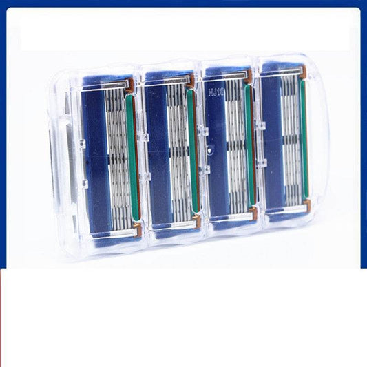 High quality three-layer blade manual razor 4 piece blue - Mubimart