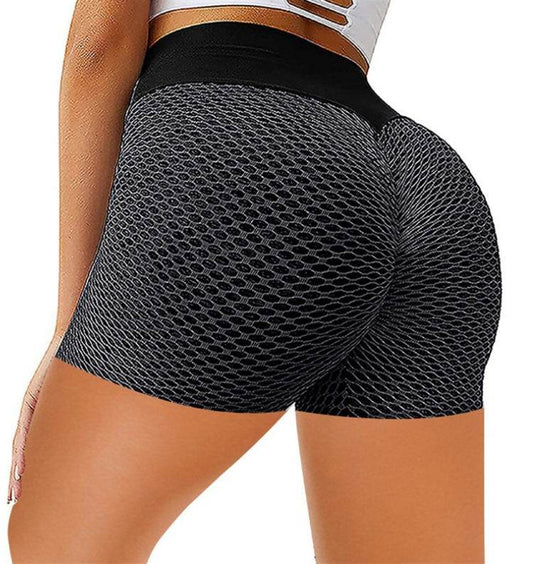 Honeycomb Design Yoga Pants Solid Color Hip-lifting Fitness Sports Shorts For Women - Mubimart