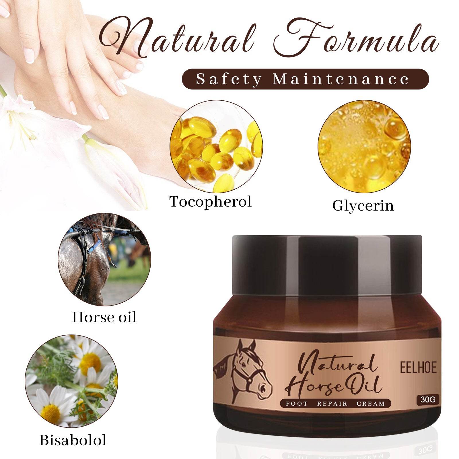 Horse Oil Foot Repair Cream For Dry And Peeling Feet - Mubimart
