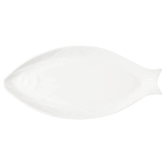 Household-Ceramic-Fish-Plate-Simple-White-Mubimart-616 - Mubimart