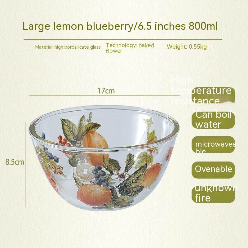 Household High Temperature Resistant Pattern Glass Bowl - Mubimart