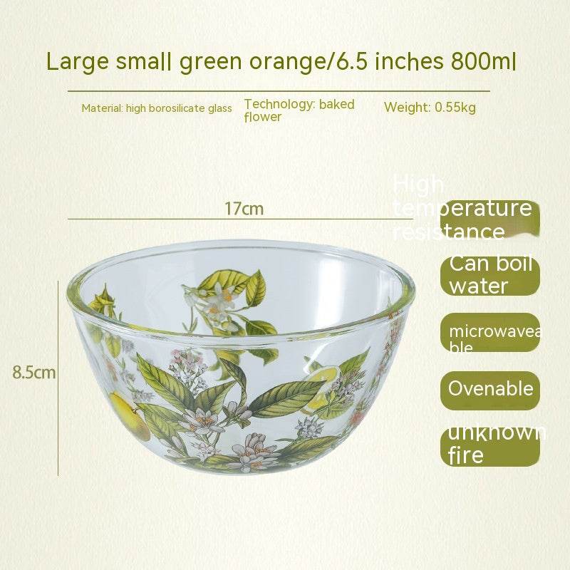 Household High Temperature Resistant Pattern Glass Bowl - Mubimart