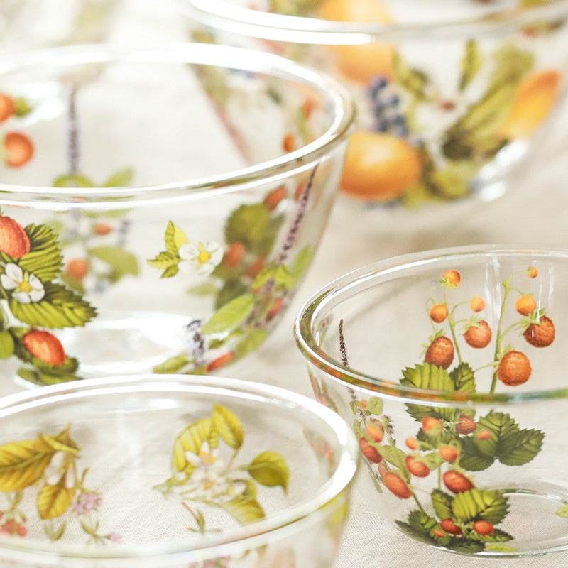 Household High Temperature Resistant Pattern Glass Bowl - Mubimart