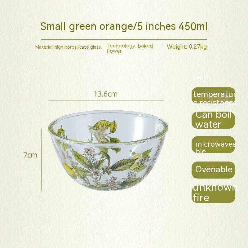 Household High Temperature Resistant Pattern Glass Bowl - Mubimart