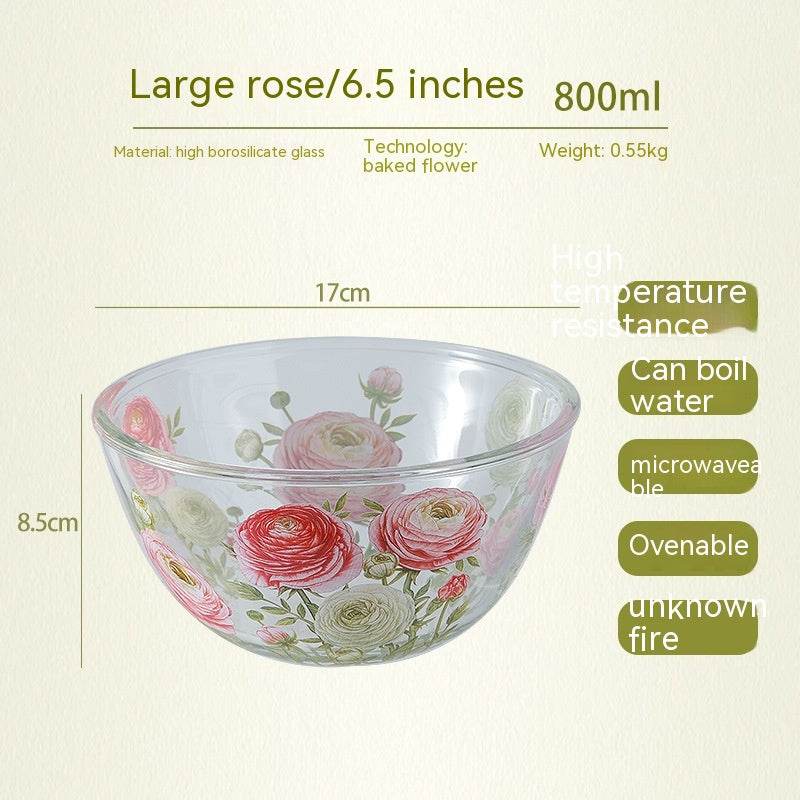 Household High Temperature Resistant Pattern Glass Bowl - Mubimart