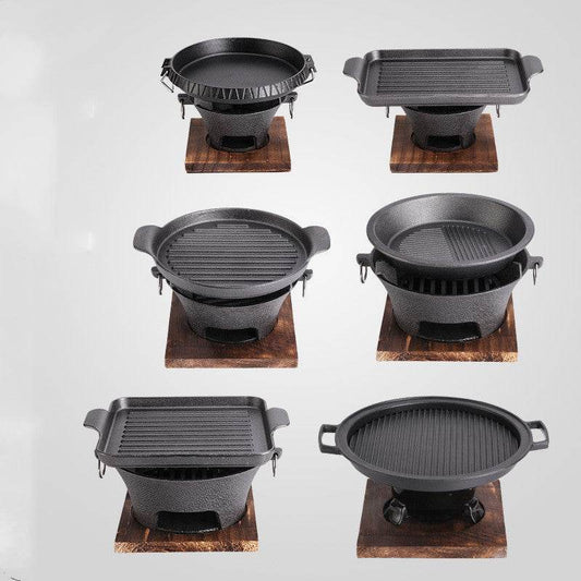 Household Non-Stick Barbecue Plate Old-Fashioned Tea-Making Charcoal Grill Grill - Mubimart