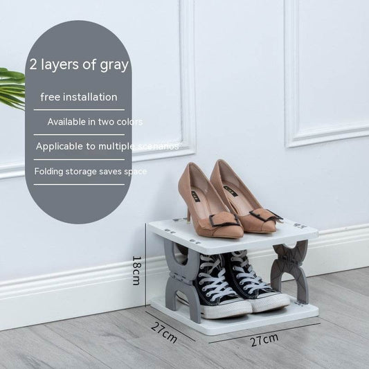 Household Simple Shoe Rack Folding Multi-layer Door - Mubimart