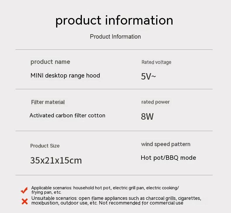 Household Small Desktop Range Hood Mini Portable Desktop Large Wind Power - Mubimart