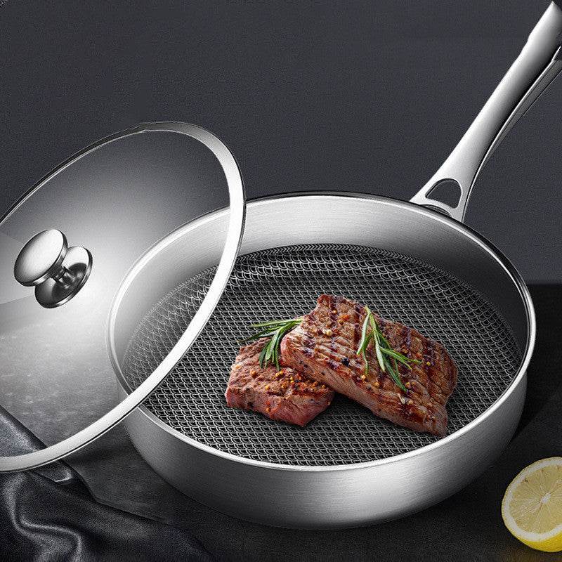 Household Smokeless 304L Stainless Steel Non-stick Frying Pan - Mubimart