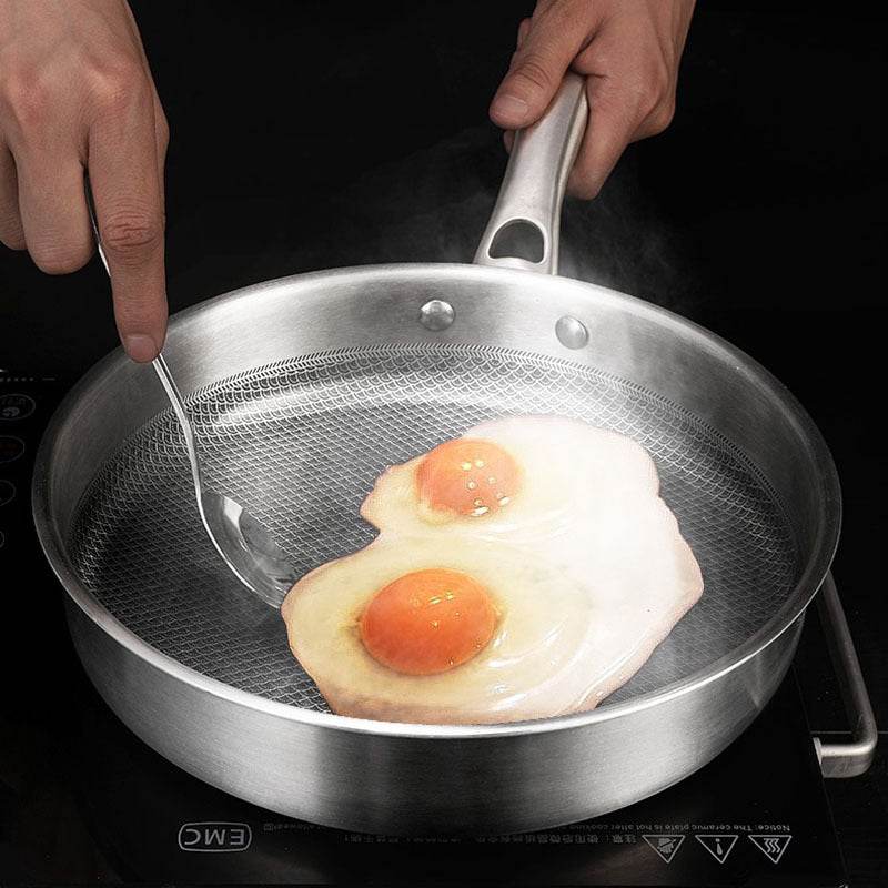 Household Smokeless 304L Stainless Steel Non-stick Frying Pan - Mubimart