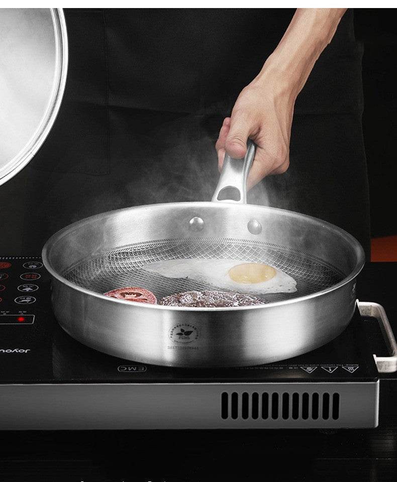 Household Smokeless 304L Stainless Steel Non-stick Frying Pan - Mubimart
