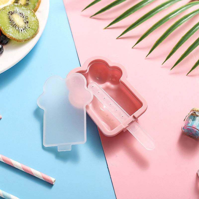 Ice Cream Mould Household Jelly Popsicle Popsicle Ice Cream Lattice Cute Cartoon Net Red Silica Gel Homemade Ice Cream Box - Mubimart