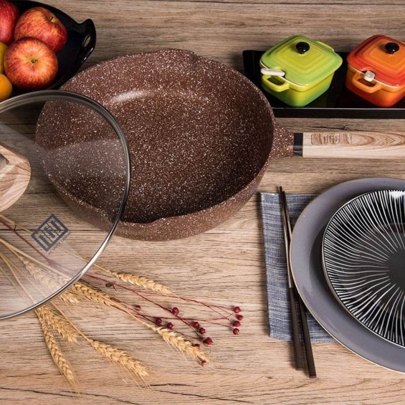 Induction Cooker Non Stick Medical Stone Frying Pan - Mubimart