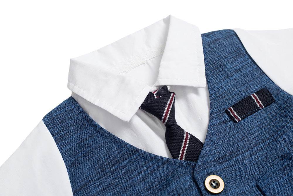 Infant Boy Baby Gentleman Outing Clothes One-Piece Suit Romper - Mubimart