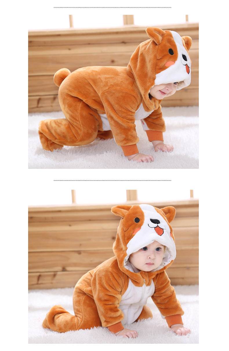 Infant Male And Female Baby 0-3 Years Old Animal Single Layer Jumpsuit Romper - Mubimart