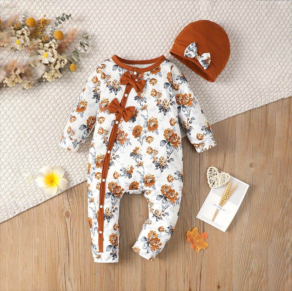 Infant Toddler One-piece Floral Baby Girl Jumpsuit - Mubimart