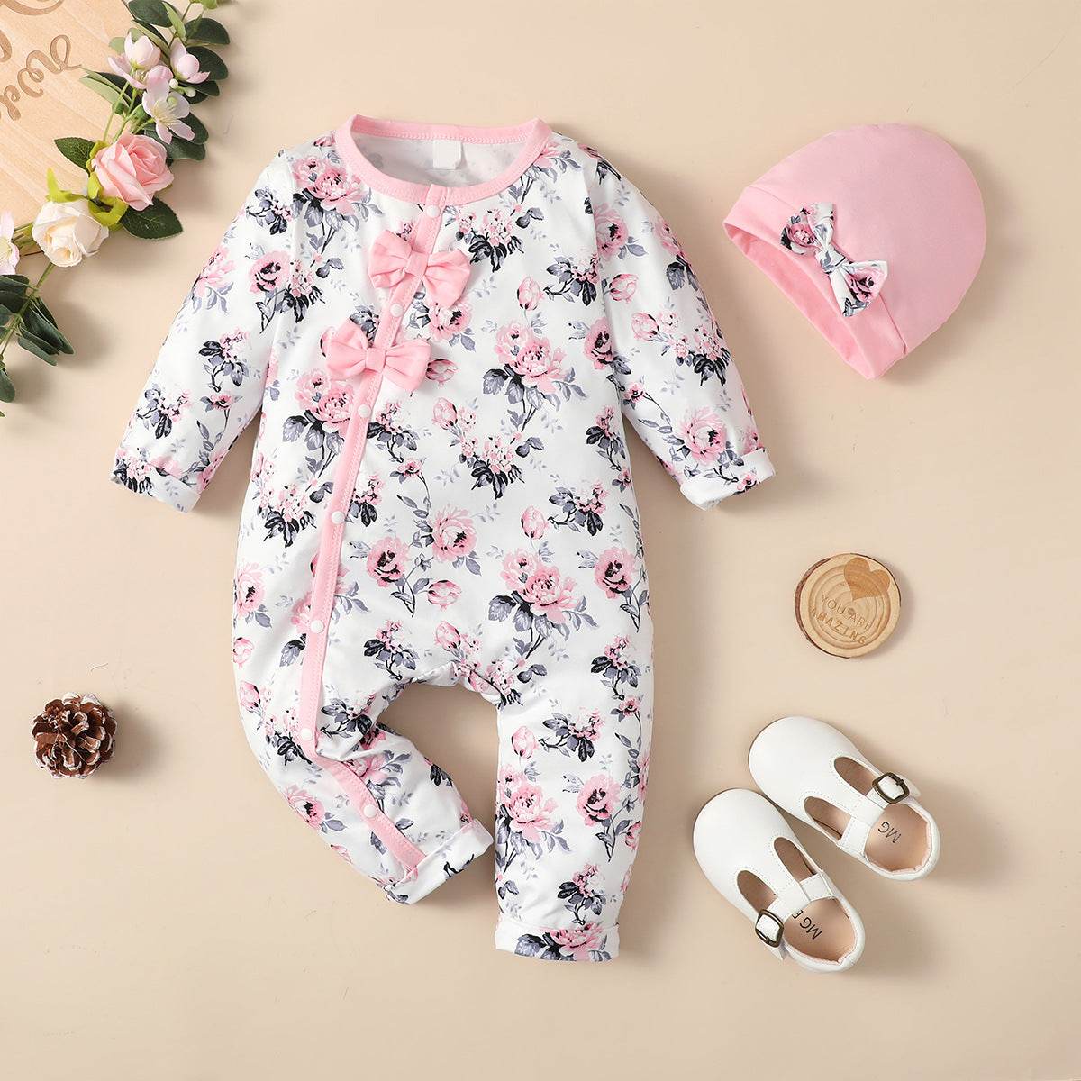 Infant Toddler One-piece Floral Baby Girl Jumpsuit - Mubimart
