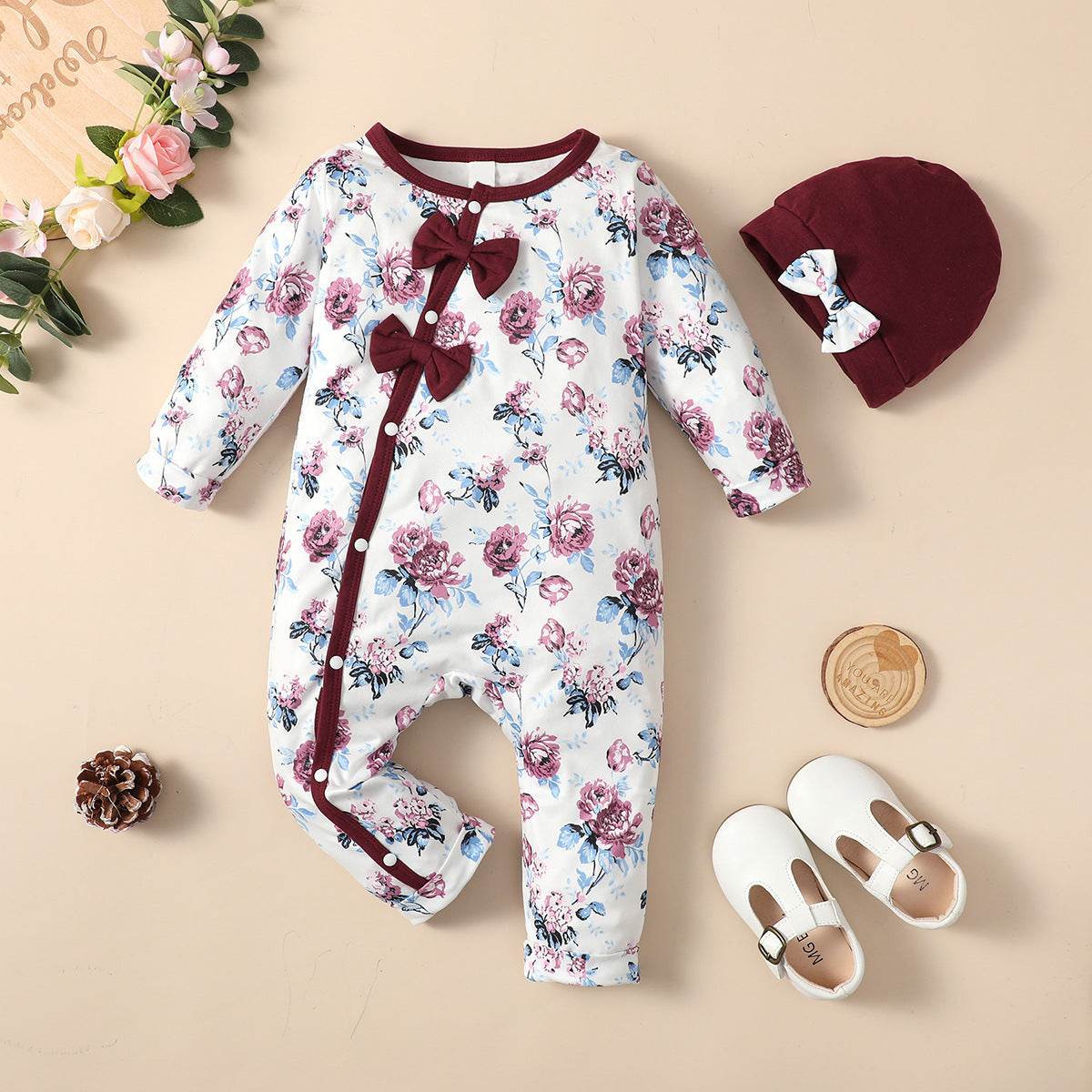 Infant Toddler One-piece Floral Baby Girl Jumpsuit - Mubimart