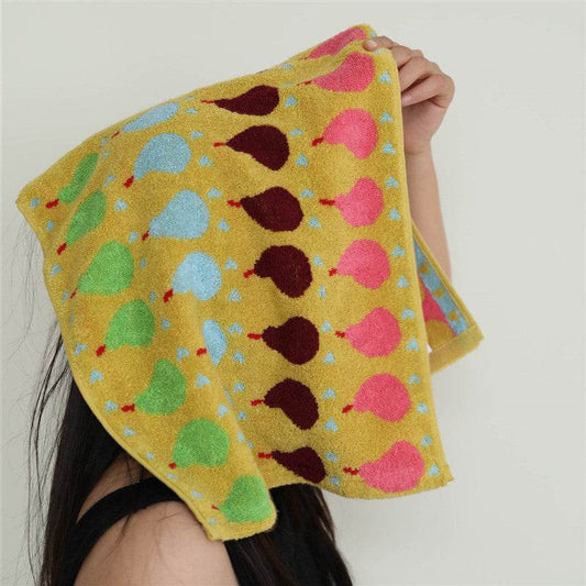 Ins Pear Pure Cotton Children's Square Towel Household Absorbent Class A Cotton - Mubimart