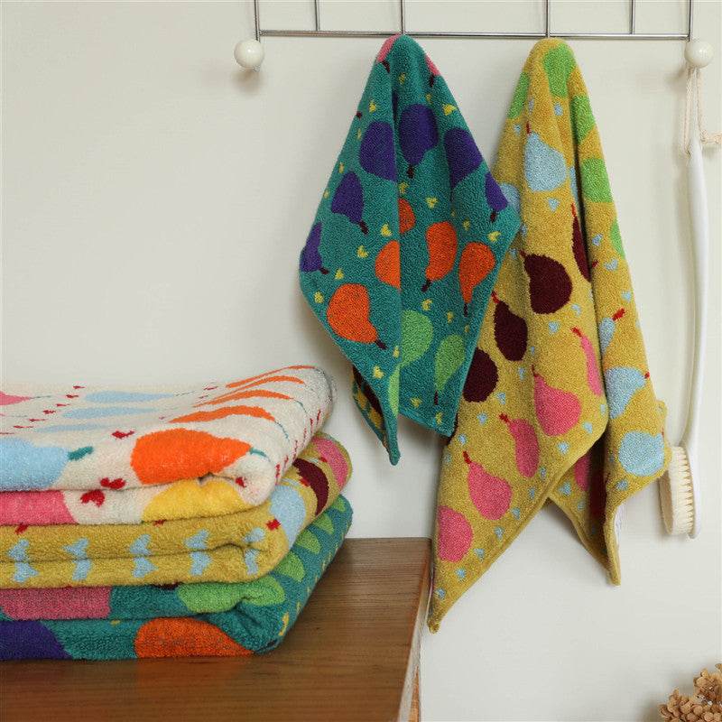 Ins Pear Pure Cotton Children's Square Towel Household Absorbent Class A Cotton - Mubimart