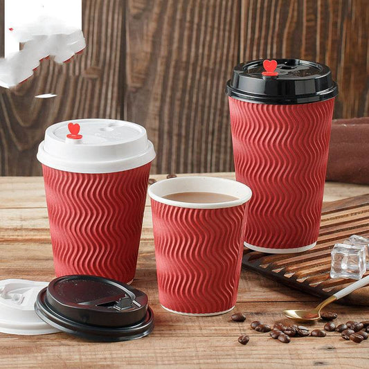 Insulated Hot Drink Cup S-shaped Corrugated Paper - Mubimart