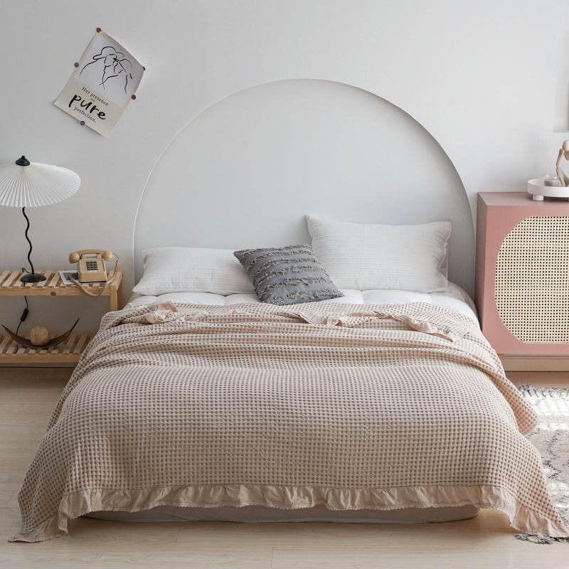 Japan Waffle Plaid Blankets for Bed Sofa Throws Cotton Yarn Towel Blanket for Kids Adult Summer Air Conditioning Quilt Bedspread - Mubimart