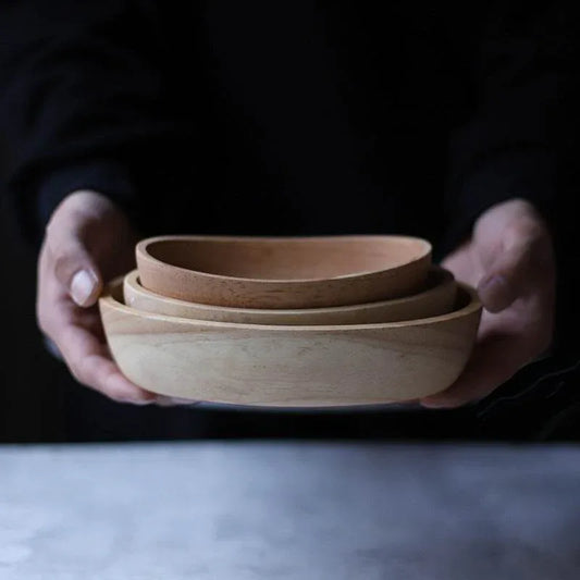 Japanese-Rubberwood-Boat-Shape-Oval-Wooden-Bowl-Mubimart-3858 - Mubimart