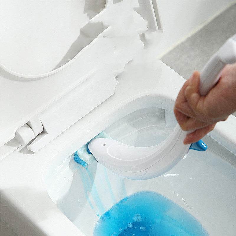 Japanese Style Dolphin Toilet Brush Comes With Cleaner - Mubimart