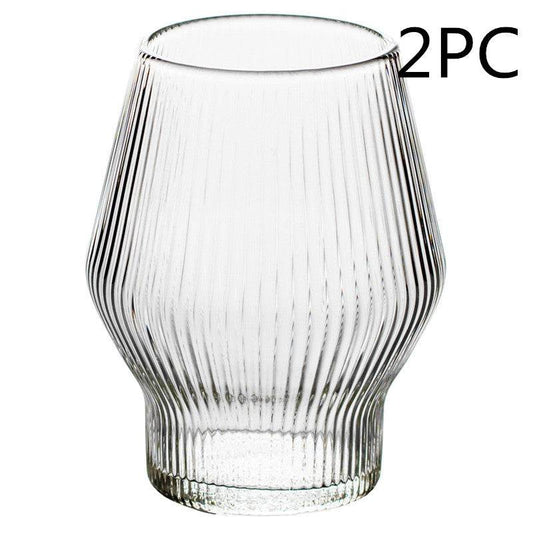 Japanese Style Vertical Pattern Glass Wine Glass Creative Whiskey Glass - Mubimart